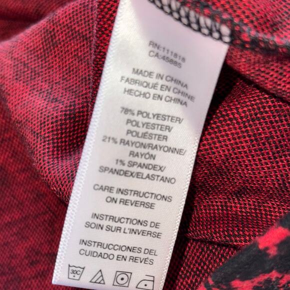 Michael Michael Kors Dress Women’s XL Red Black Animal Print Long Sleeve - Picture 7 of 15